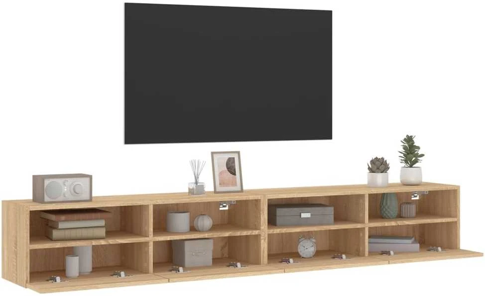 TV staliukas Sieninės TV spintelės, 2vnt., ąžuolo, 100x30x30cm, mediena