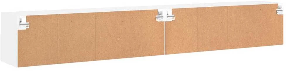 TV staliukas Sieninės TV spintelės, 2vnt., baltos, 100x30x30cm, mediena