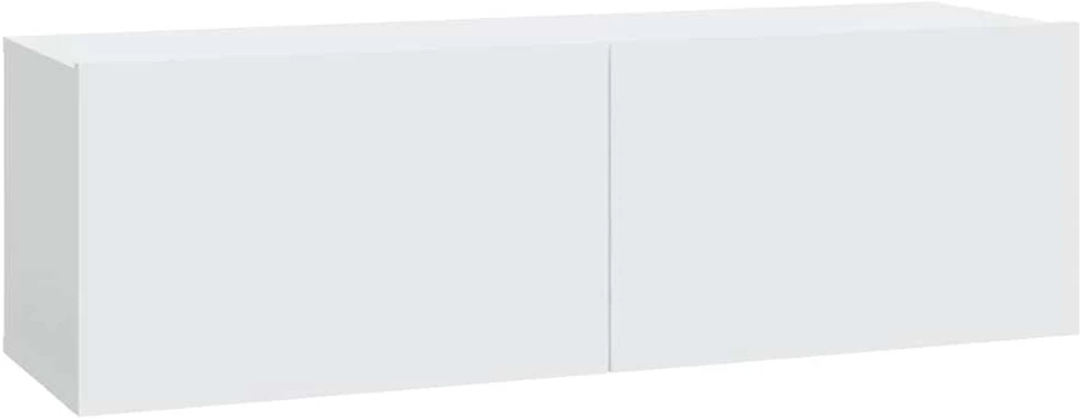 Sieninės TV spintelės, 2vnt., baltos, 100x30x30cm, mediena