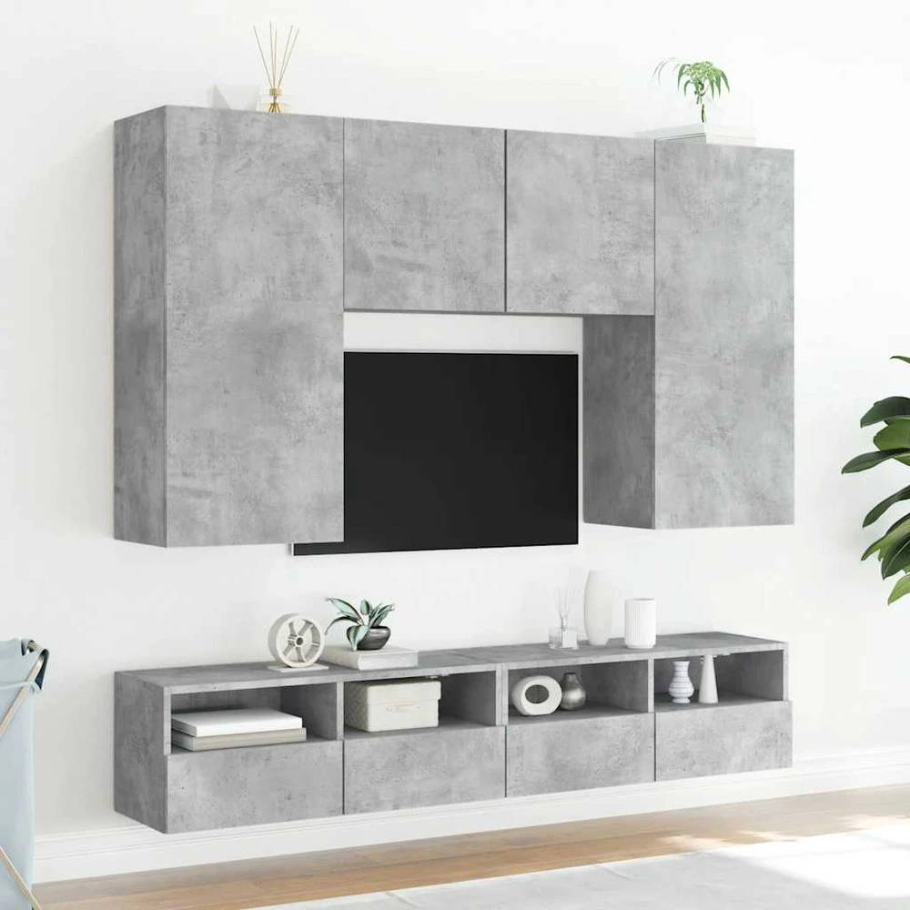 TV staliukas Sieninės TV spintelės, 2vnt., betono, 100x30x30cm, mediena