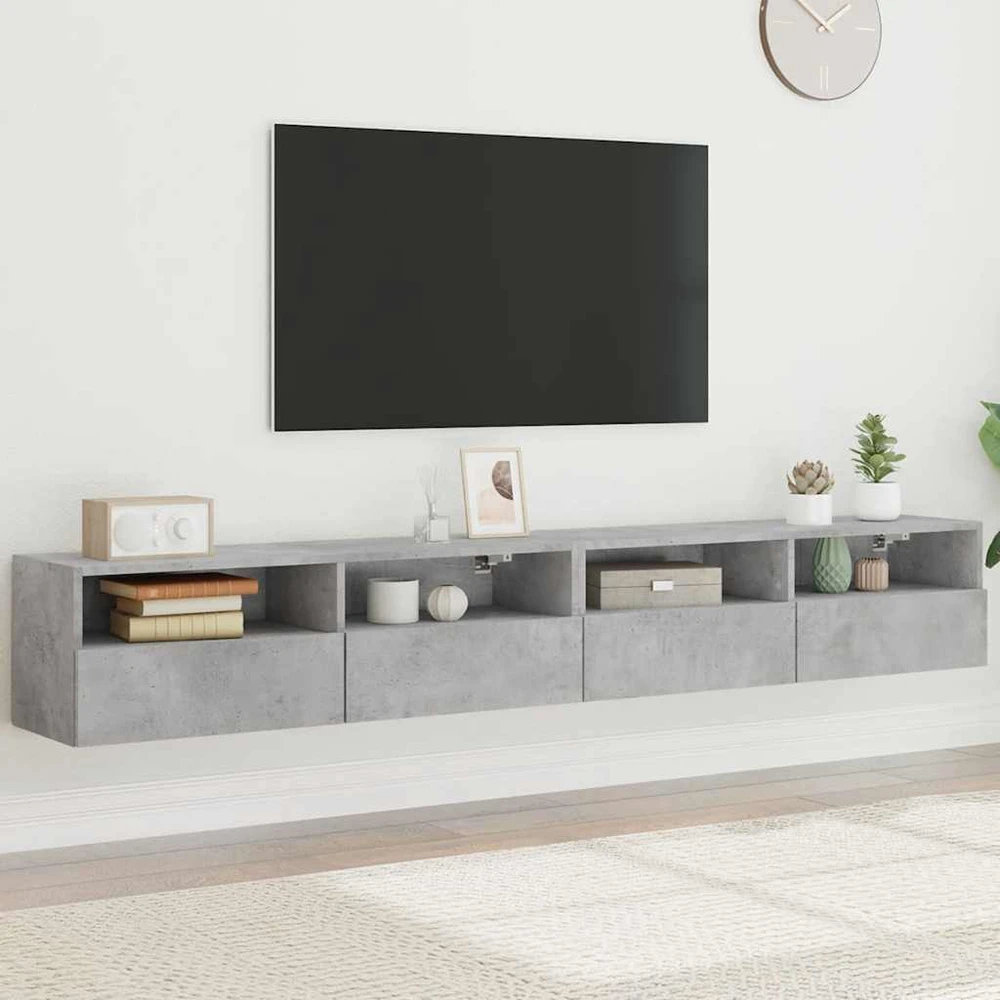 TV staliukas Sieninės TV spintelės, 2vnt., betono, 100x30x30cm, mediena