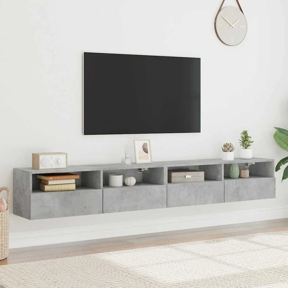 TV staliukas Sieninės TV spintelės, 2vnt., betono, 100x30x30cm, mediena