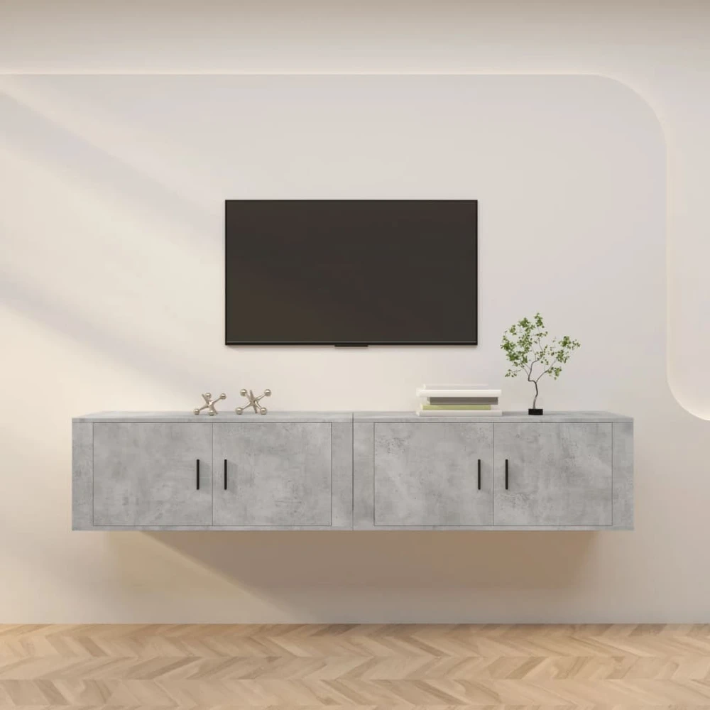 TV staliukas Sieninės TV spintelės, 2vnt., betono pilkos, 100x34,5x40cm
