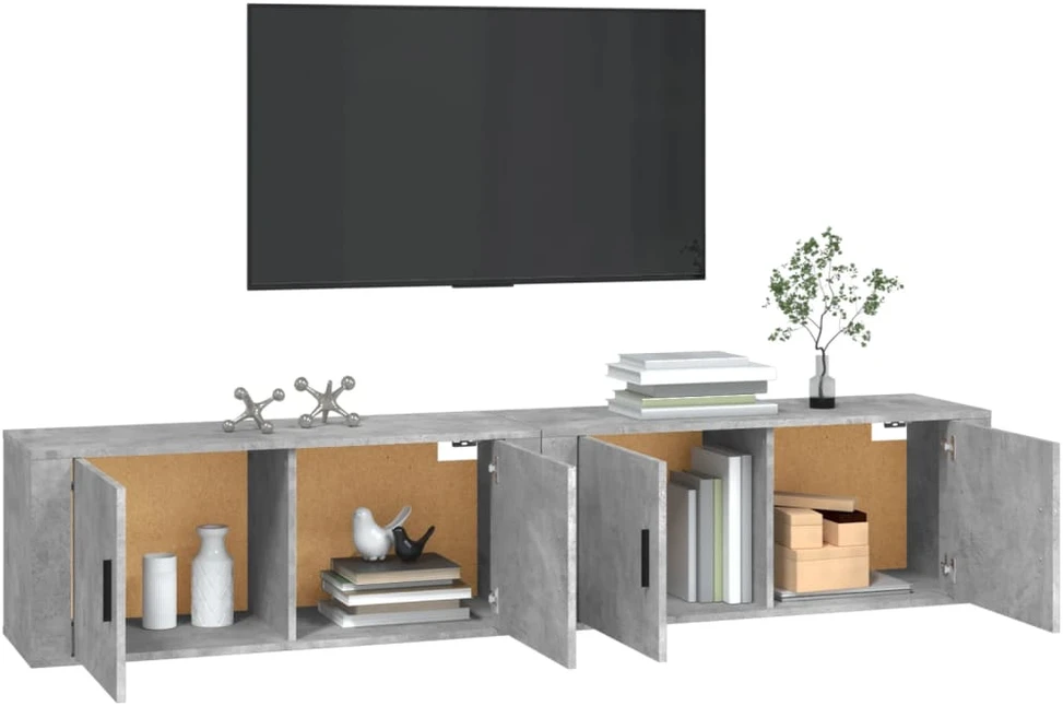 TV staliukas Sieninės TV spintelės, 2vnt., betono pilkos, 100x34,5x40cm
