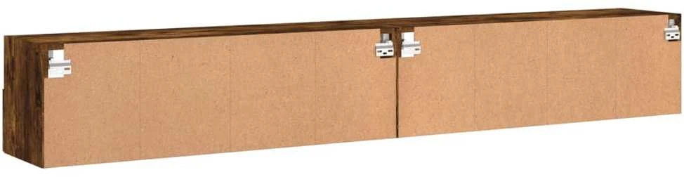 TV staliukas Sieninės TV spintelės, 2vnt., dūminės, 100x30x30cm, mediena