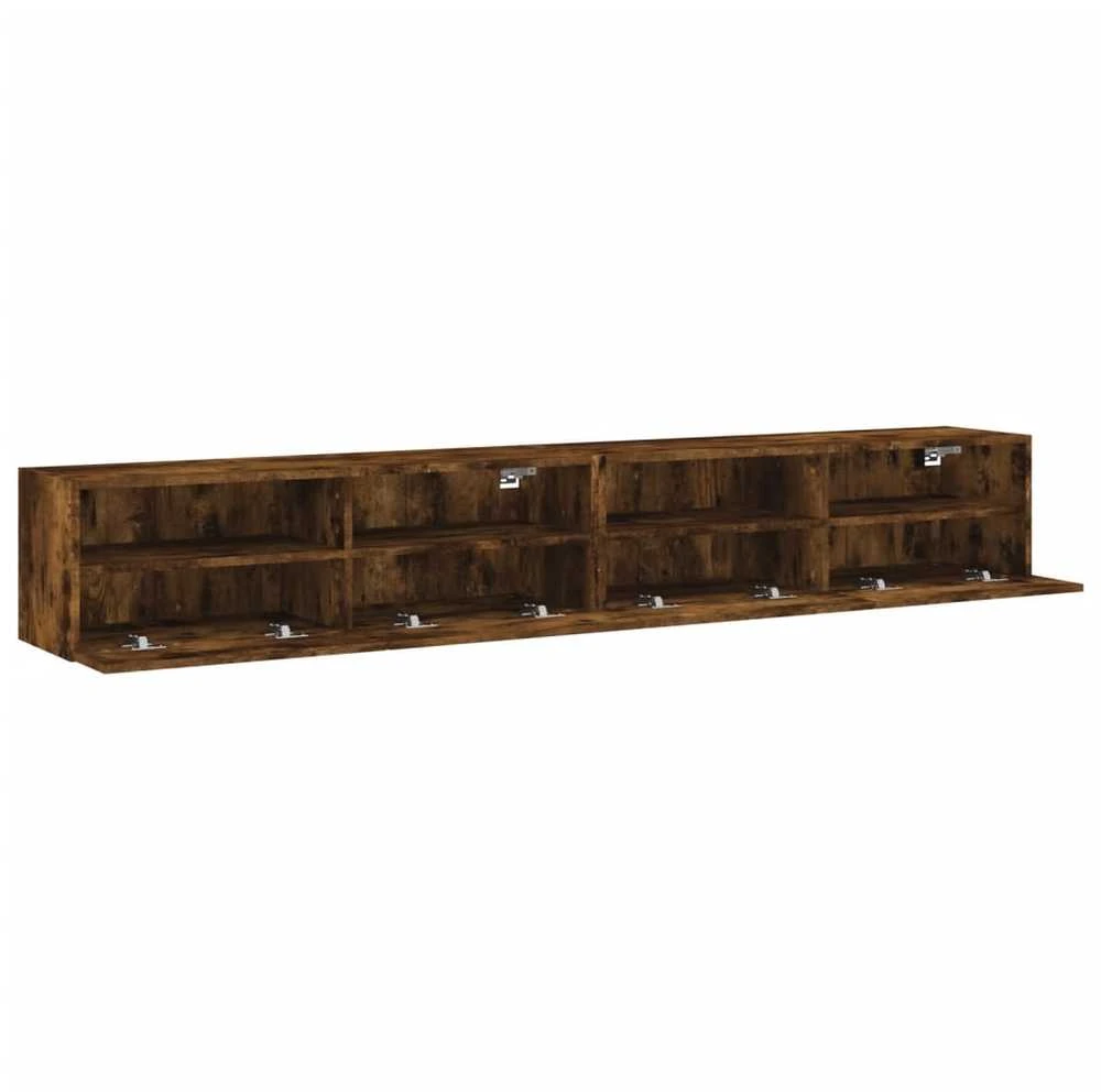 TV staliukas Sieninės TV spintelės, 2vnt., dūminės, 100x30x30cm, mediena