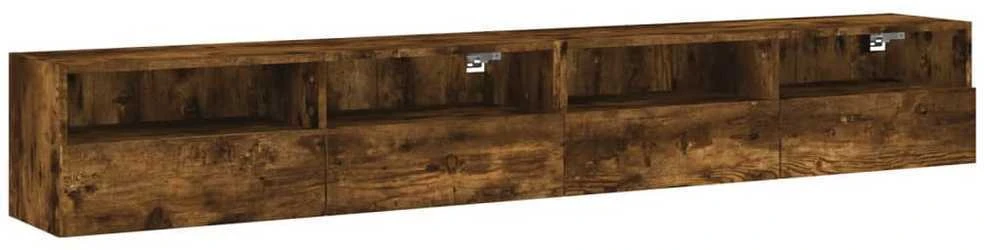 TV staliukas Sieninės TV spintelės, 2vnt., dūminės, 100x30x30cm, mediena