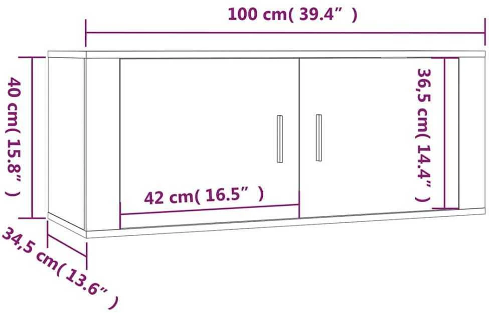 TV staliukas Sieninės TV spintelės, 2vnt., dūminio ąžuolo, 100x34,5x40cm