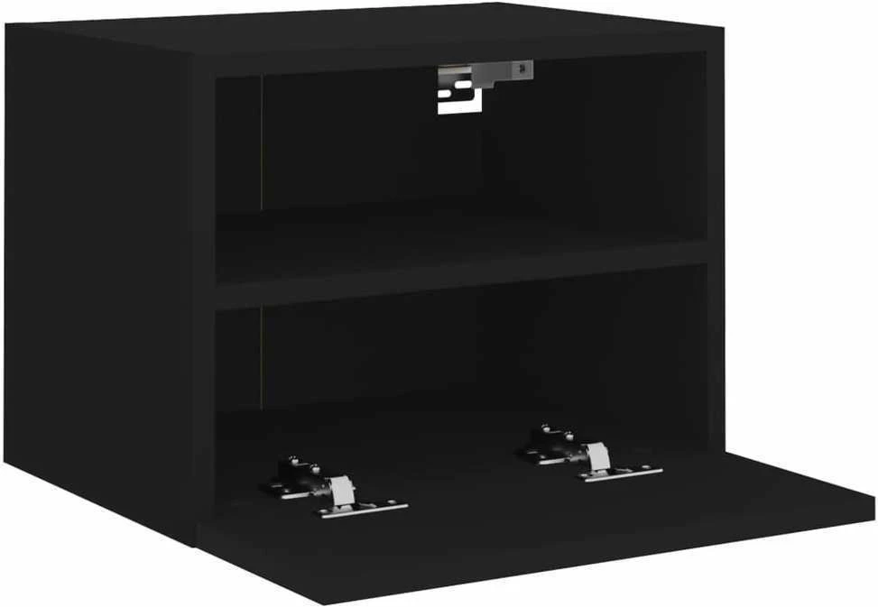 TV staliukas Sieninės TV spintelės, 2vnt., juodos, 40x30x30cm, mediena