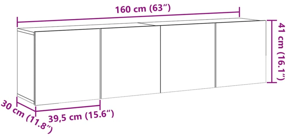 TV staliukas Sieninės TV spintelės, 2vnt., medienos, 80x30x41cm