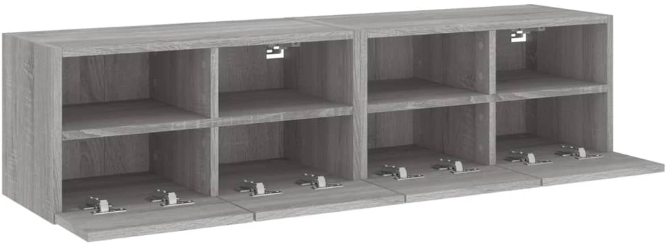TV staliukas Sieninės TV spintelės, 2vnt., pilkos, 60x30x30cm, mediena