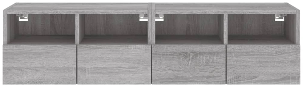 TV staliukas Sieninės TV spintelės, 2vnt., pilkos, 60x30x30cm, mediena