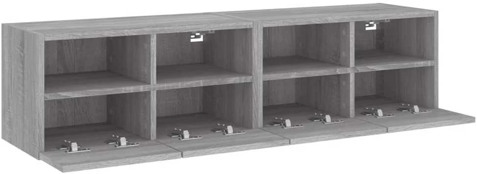 TV staliukas Sieninės TV spintelės, 2vnt., pilkos, 60x30x30cm, mediena