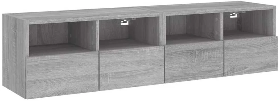 TV staliukas Sieninės TV spintelės, 2vnt., pilkos, 60x30x30cm, mediena