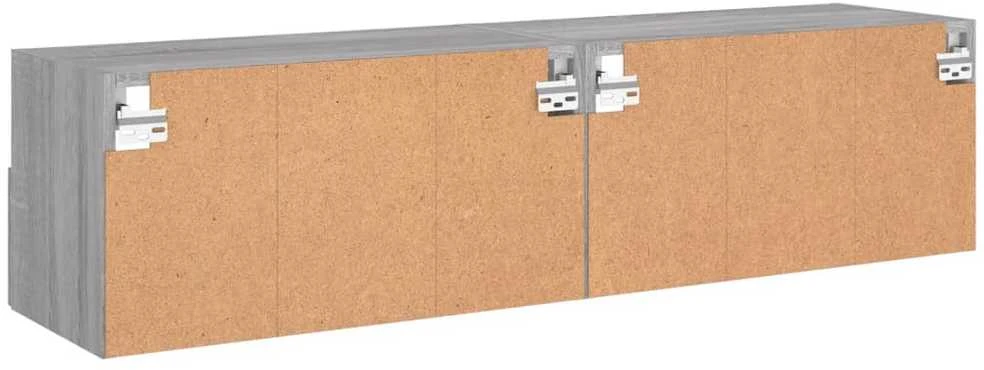 TV staliukas Sieninės TV spintelės, 2vnt., pilkos, 60x30x30cm, mediena