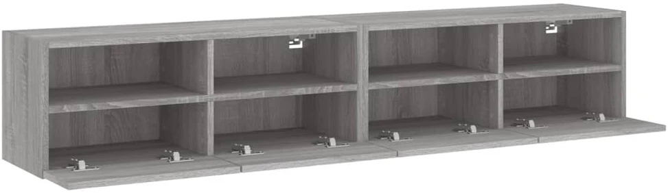 TV staliukas Sieninės TV spintelės, 2vnt., pilkos, 80x30x30cm, mediena