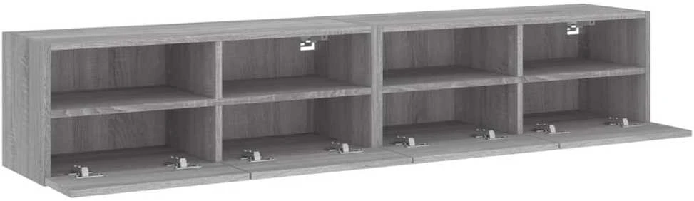 TV staliukas Sieninės TV spintelės, 2vnt., pilkos, 80x30x30cm, mediena
