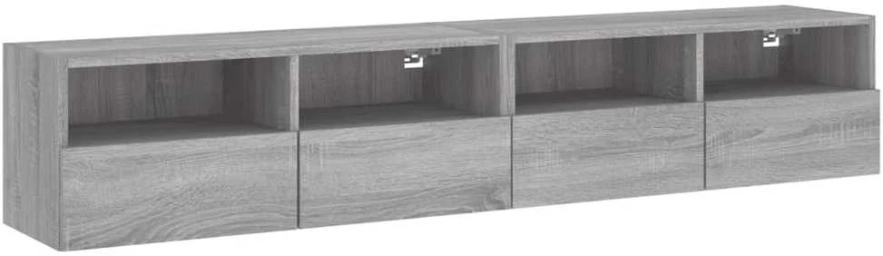 TV staliukas Sieninės TV spintelės, 2vnt., pilkos, 80x30x30cm, mediena