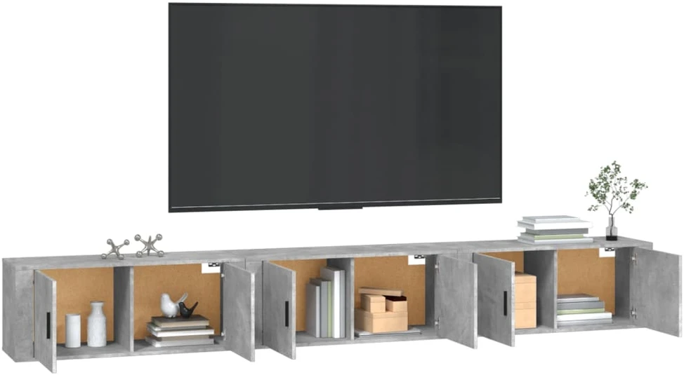 TV staliukas Sieninės TV spintelės, 3vnt., betono pilkos, 100x34,5x40cm