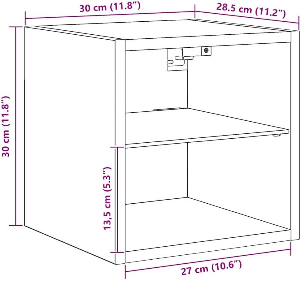 TV staliukas Sieninės TV spintelės su LED, 2vnt., artisano, 30x28,5x30cm