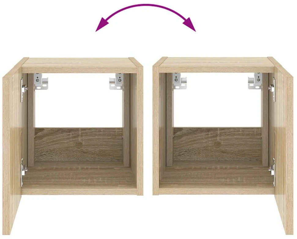 TV staliukas Sieninės TV spintelės su LED, 2vnt., ąžuolo, 30,5x35x30cm