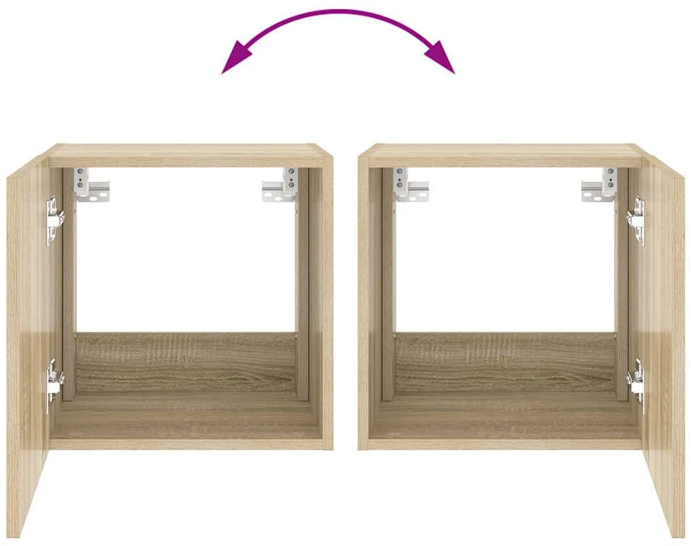 TV staliukas Sieninės TV spintelės su LED, 2vnt., ąžuolo, 40,5x35x40cm