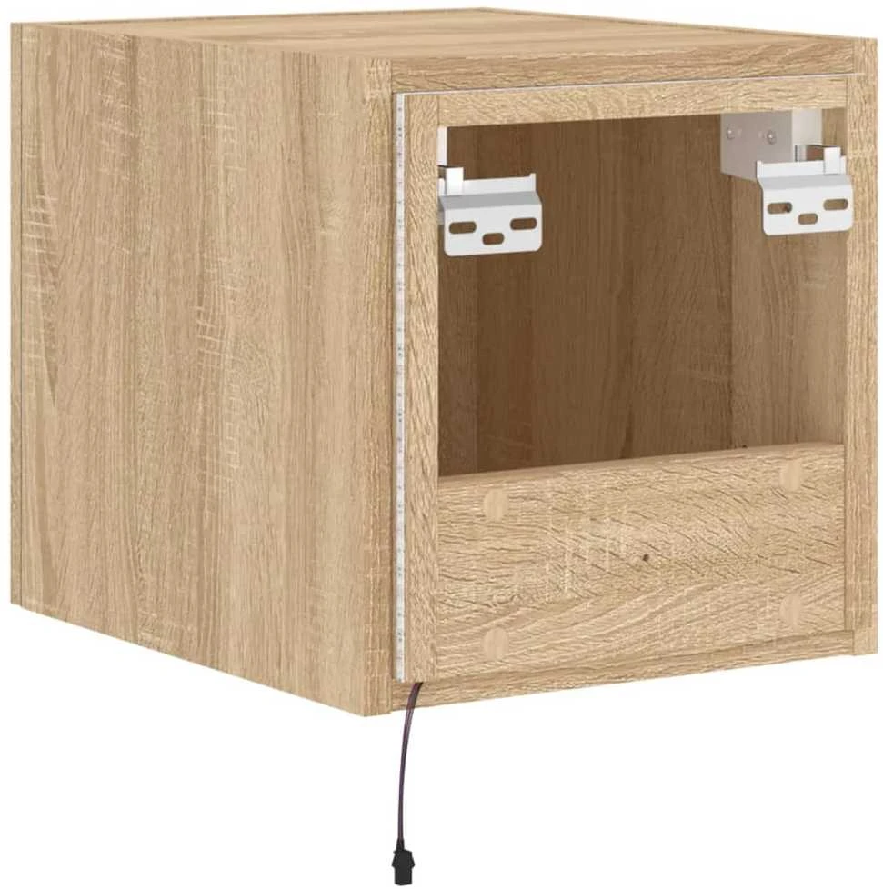 TV staliukas Sieninės TV spintelės su LED, 2vnt., ąžuolo, 30,5x35x30cm