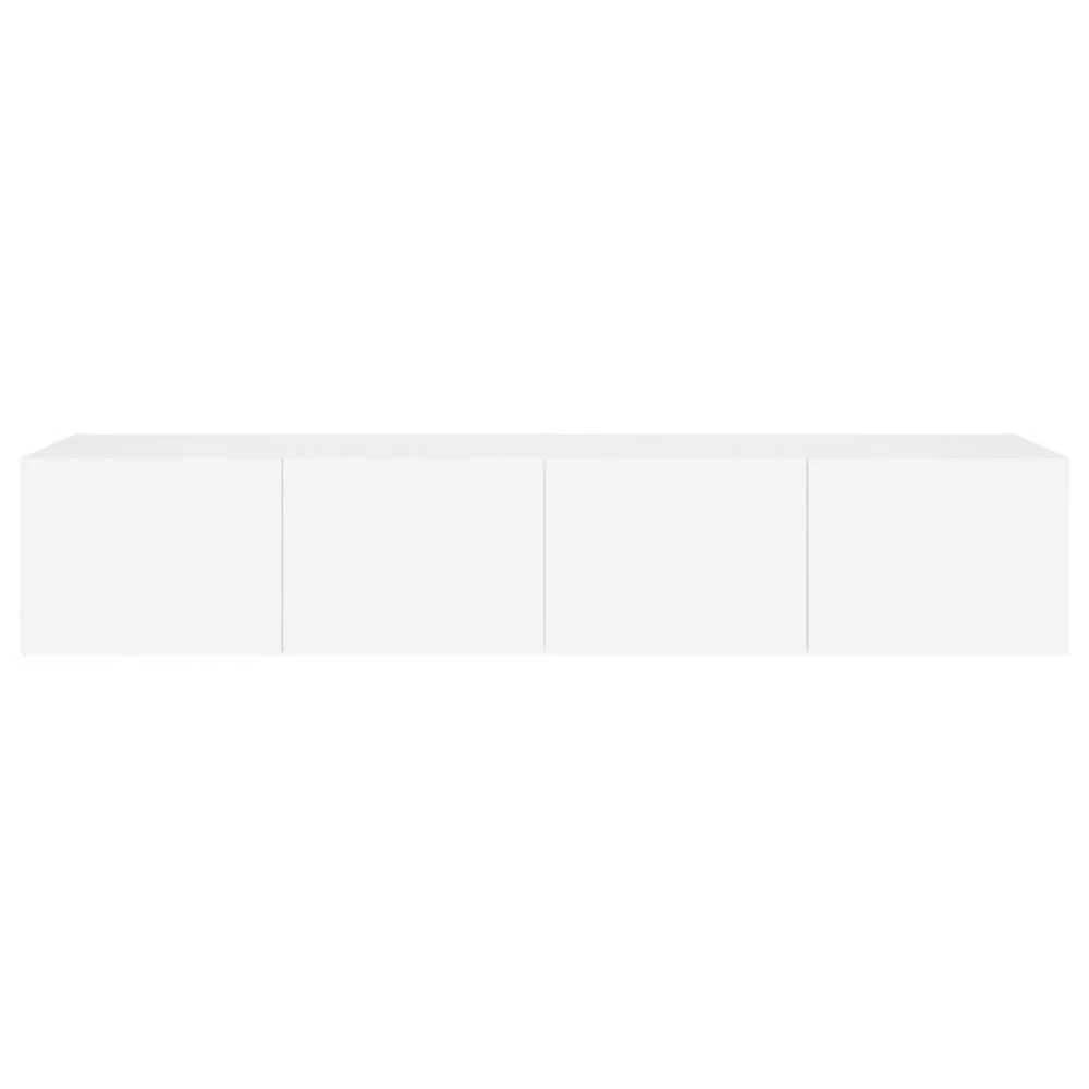 TV staliukas Sieninės TV spintelės su LED, 2vnt., baltos, 80x35x31cm