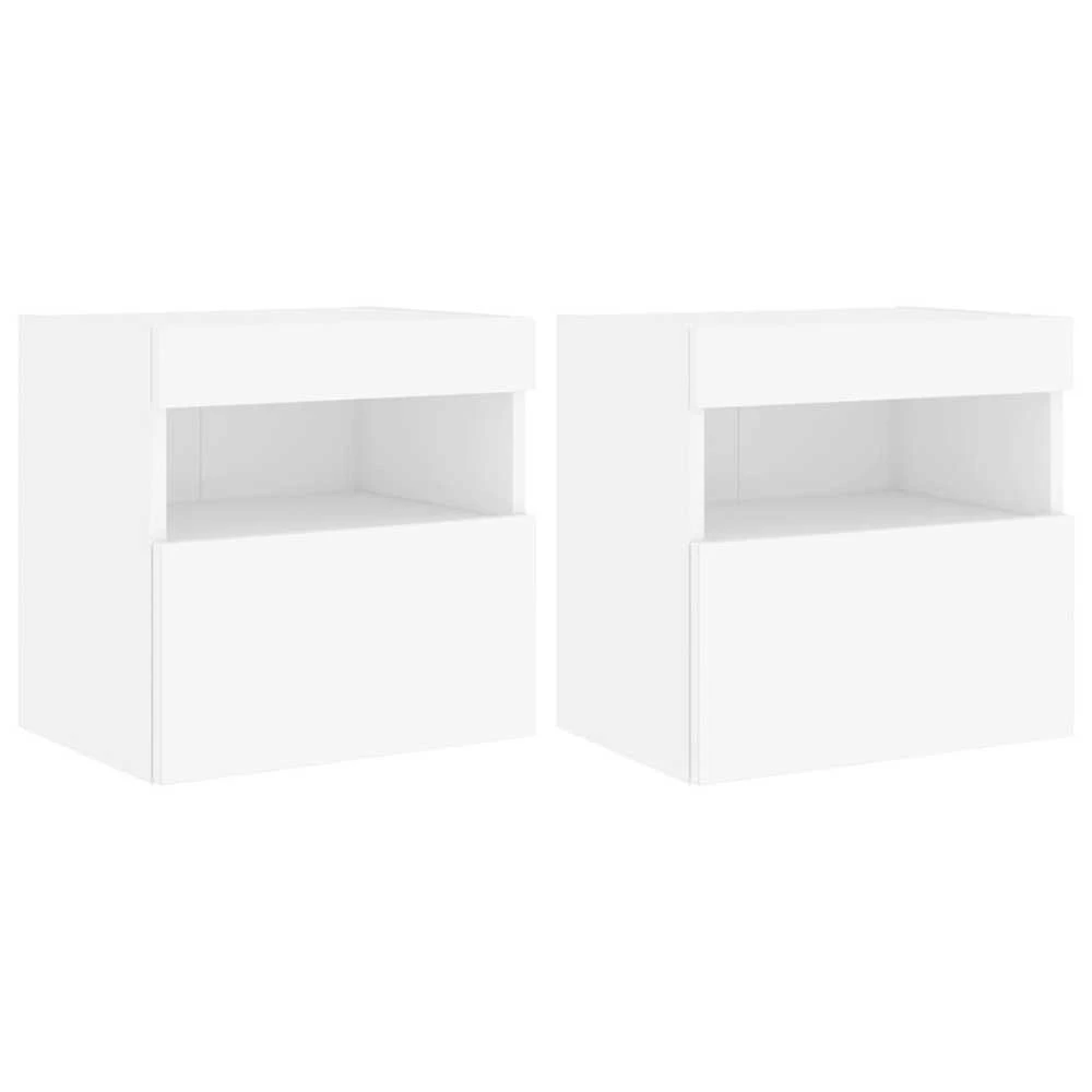 TV staliukas Sieninės TV spintelės su LED, 2vnt., baltos, 40x30x40cm