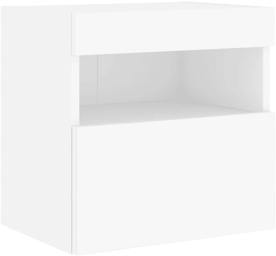 TV staliukas Sieninės TV spintelės su LED, 2vnt., baltos, 40x30x40cm