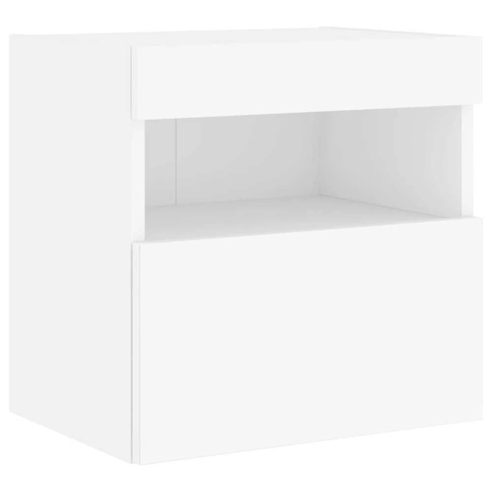 TV staliukas Sieninės TV spintelės su LED, 2vnt., baltos, 40x30x40cm