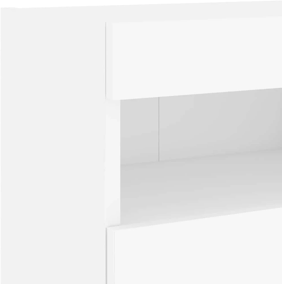 TV staliukas Sieninės TV spintelės su LED, 2vnt., baltos, 40x30x40cm
