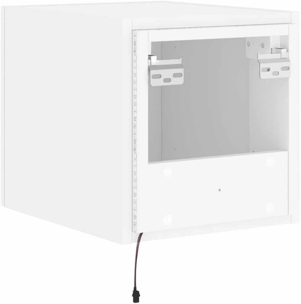 TV staliukas Sieninės TV spintelės su LED, 2vnt., baltos, 30,5x35x30cm