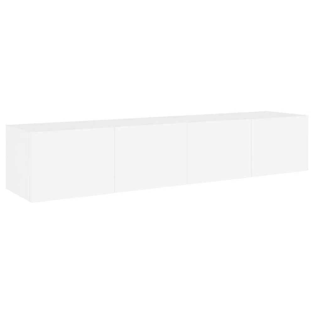 TV staliukas Sieninės TV spintelės su LED, 2vnt., baltos, 80x35x31cm