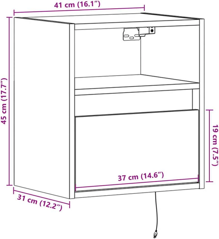 TV staliukas Sieninės TV spintelės su LED, 2vnt., baltos, 41x31x45cm