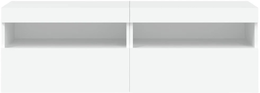 TV staliukas Sieninės TV spintelės su LED, 2vnt., baltos, 60x30x40cm