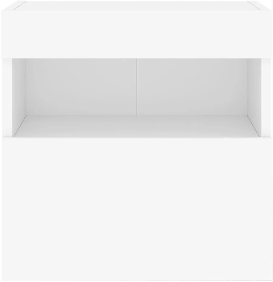 TV staliukas Sieninės TV spintelės su LED, 2vnt., baltos, 40x30x40cm