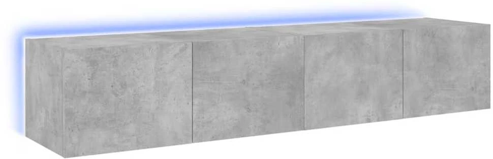 TV staliukas Sieninės TV spintelės su LED, 2vnt., betono pilkos, 80x35x31cm