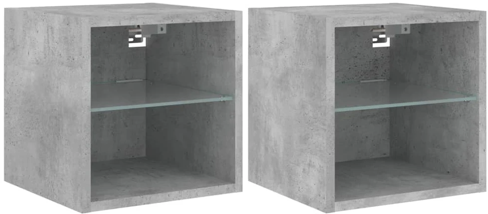 TV staliukas Sieninės TV spintelės su LED, 2vnt., betono, 30x28,5x30cm