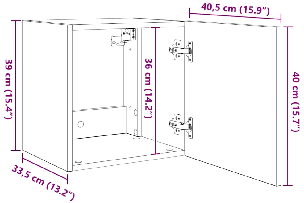 TV staliukas Sieninės TV spintelės su LED, 2vnt., dūminės, 40,5x35x40cm