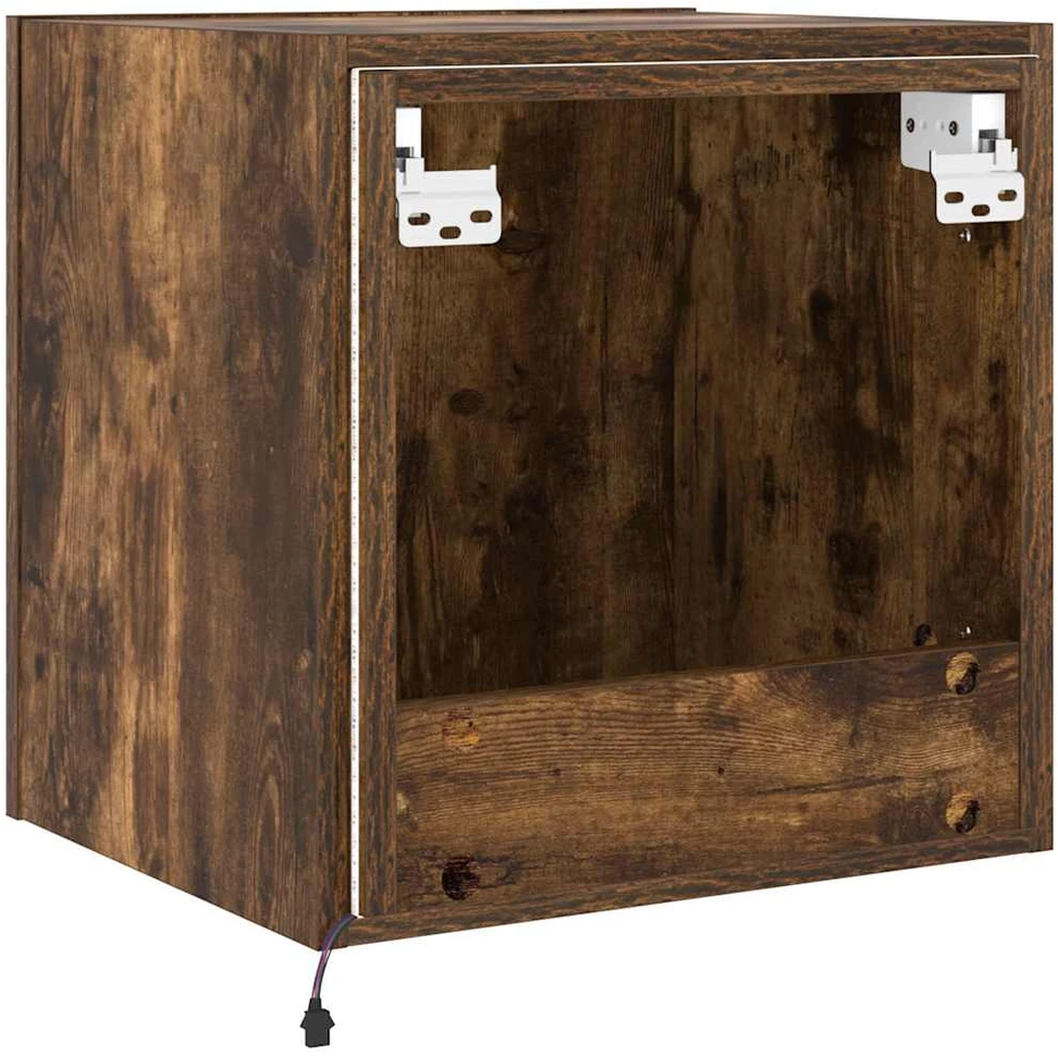 TV staliukas Sieninės TV spintelės su LED, 2vnt., dūminės, 40,5x35x40cm