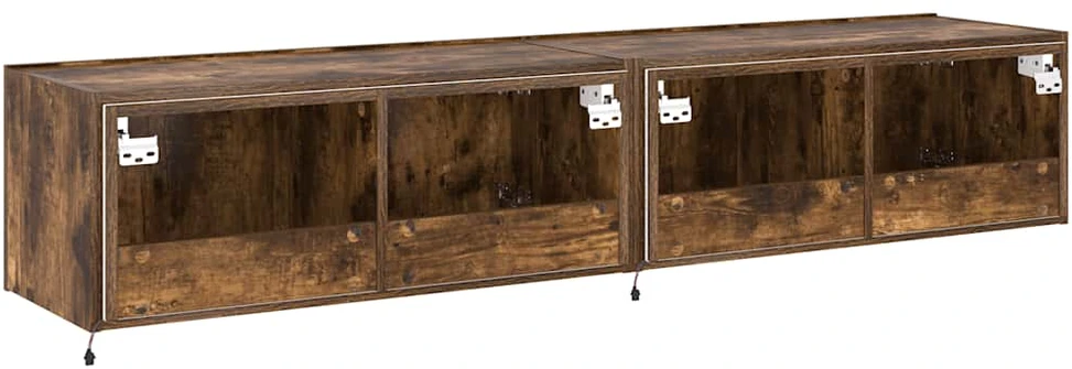 TV staliukas Sieninės TV spintelės su LED, 2vnt., dūminės ąžuolo, 80x35x31cm