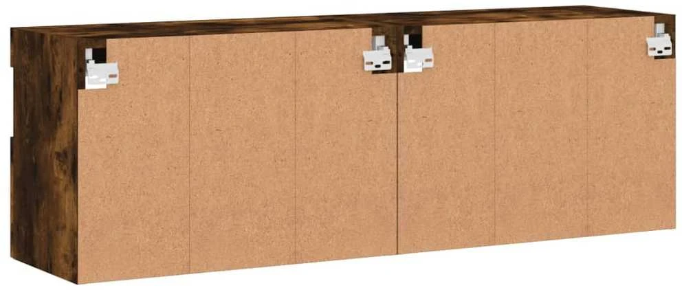 TV staliukas Sieninės TV spintelės su LED, 2vnt., dūminės ąžuolo, 60x30x40cm