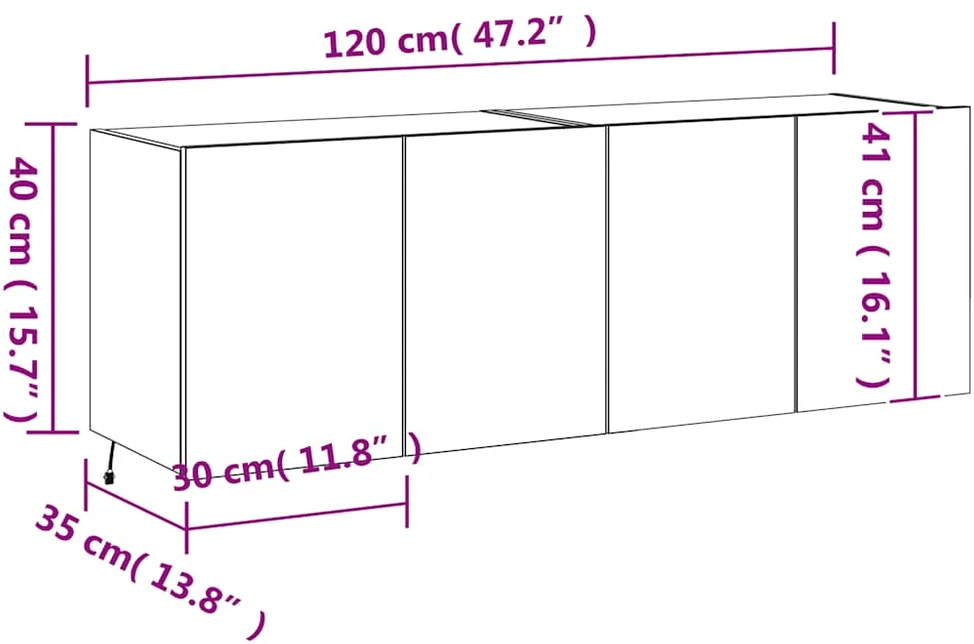 TV staliukas Sieninės TV spintelės su LED, 2vnt., dūminės ąžuolo, 60x35x41cm