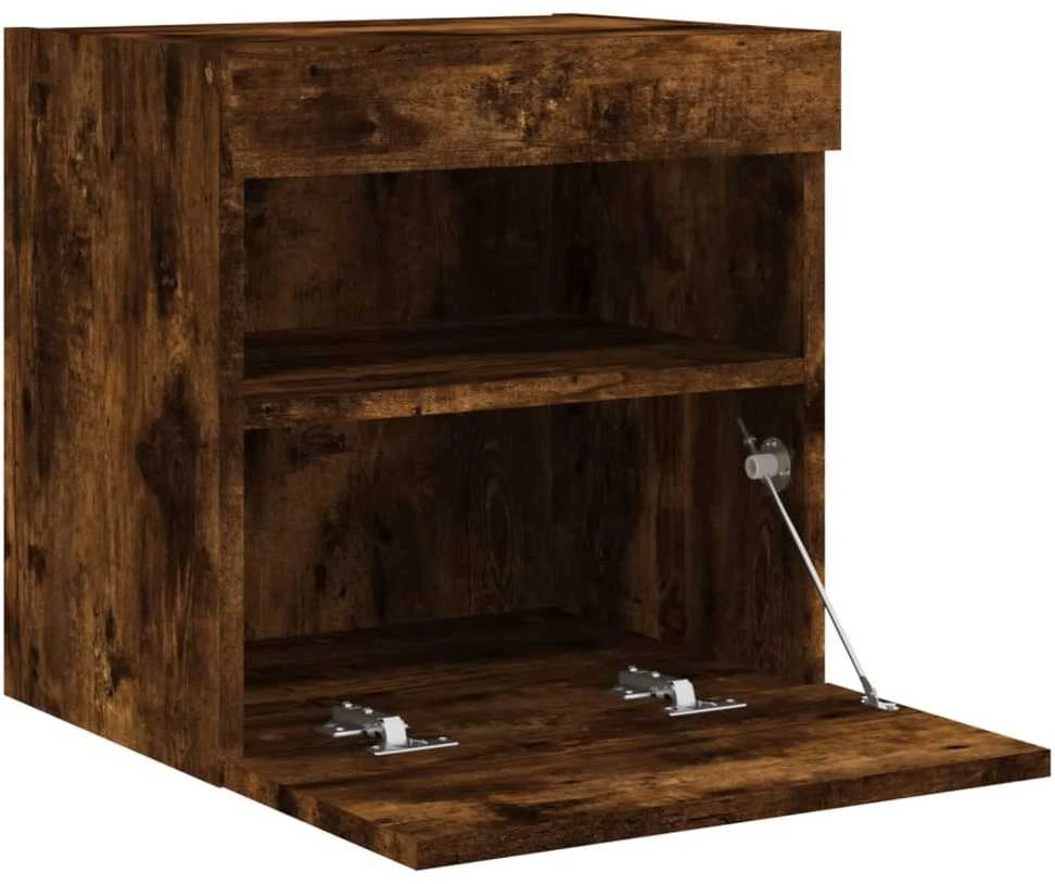 TV staliukas Sieninės TV spintelės su LED, 2vnt., dūminės ąžuolo, 40x30x40cm