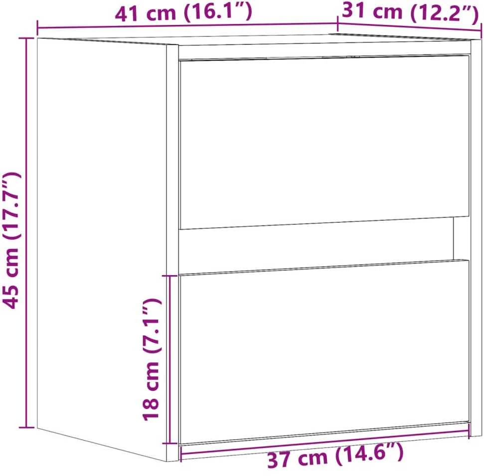 TV staliukas Sieninės TV spintelės su LED, 2vnt., dūminio ąžuolo, 41x31x45cm