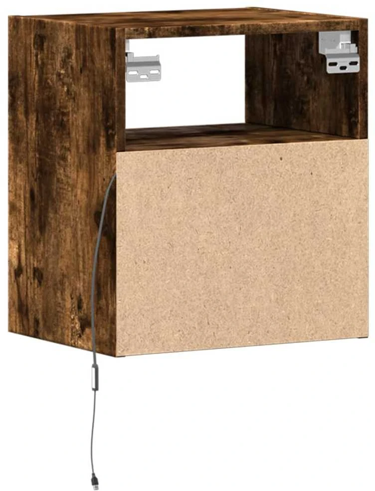 TV staliukas Sieninės TV spintelės su LED, 2vnt., dūminio ąžuolo, 41x31x45cm
