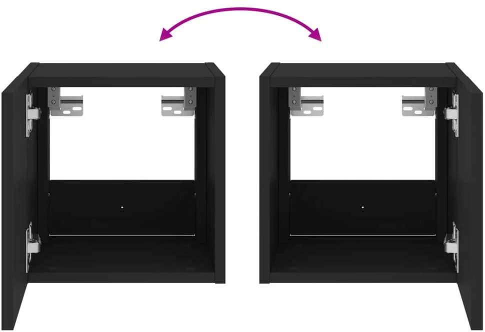 TV staliukas Sieninės TV spintelės su LED, 2vnt., juodos, 30,5x35x30cm