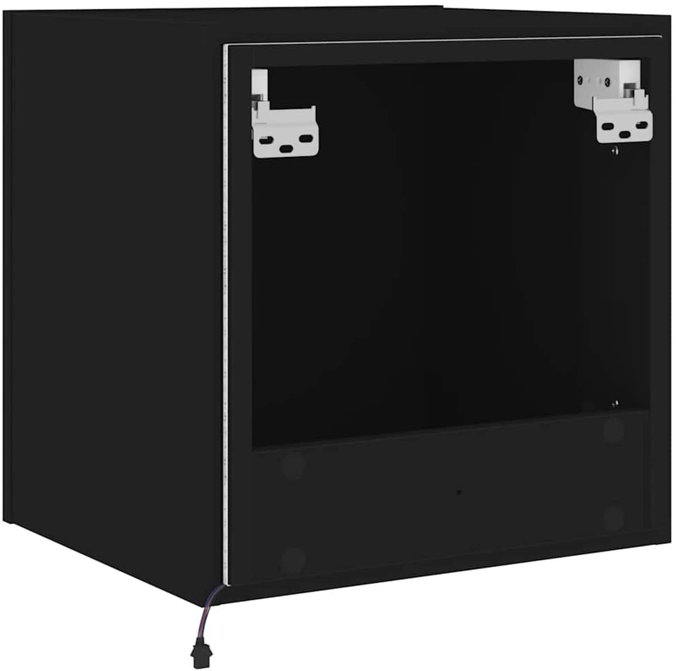 TV staliukas Sieninės TV spintelės su LED, 2vnt., juodos, 40,5x35x40cm