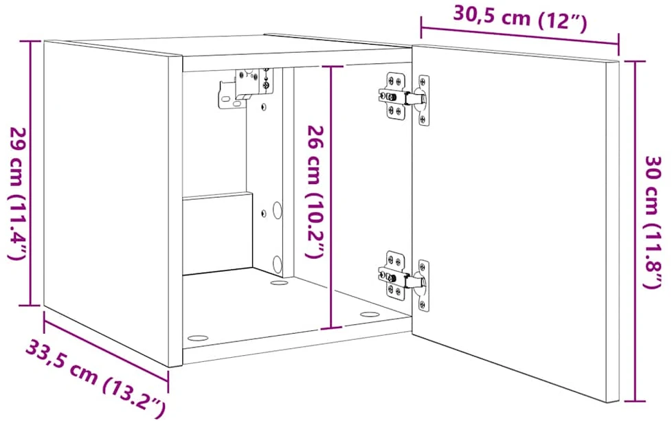 TV staliukas Sieninės TV spintelės su LED, 2vnt., juodos, 30,5x35x30cm